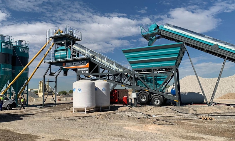 CONSTMACH 100 m3/h capacity Mobile Concrete Batching plant is taken into operation for our customer in Spain with a high performance and good results