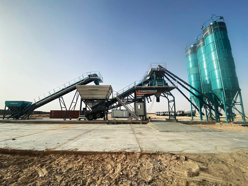CONSTMACH Installs Mobile 100 Concrete Batching Plant in Libya